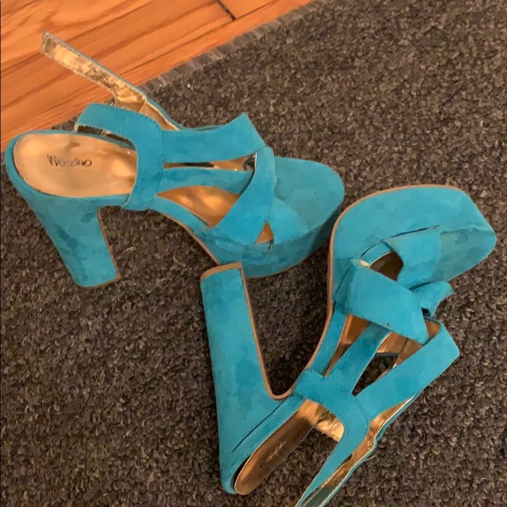 Blue Suede strap heels